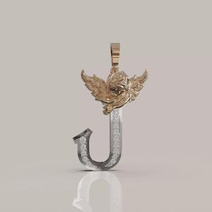 Angel Letter J 3D Model for Jewelry Design Printable Model