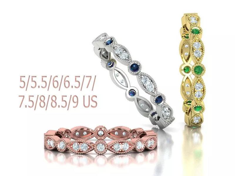 Eternity Ring Milgrain Band Vintage Ring Collection 3dmodels