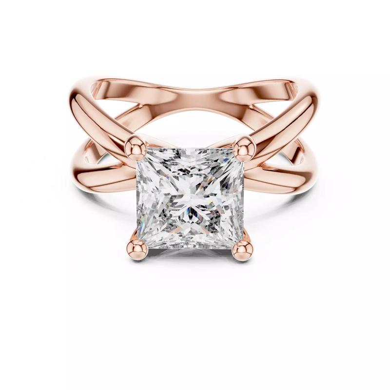 Solitaire 8mm Princess Diamond Crossover Wedding Ring File Video