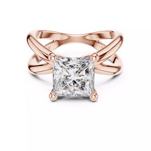 Solitaire 8mm Princess Diamond Crossover Wedding Ring File Video