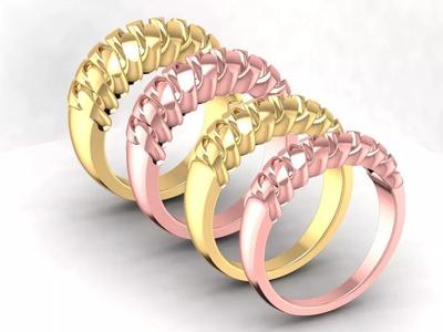 Spiral Multi Band Statement Ring 3D Model 1805