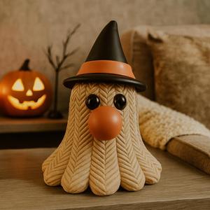 Cute Halloween Witch Ghost STL | 3D Print Model for Spooky Decoration, Funny Ghost Figurine, Witch Hat Ornament, Resin & FDM Printable Halloween Decor