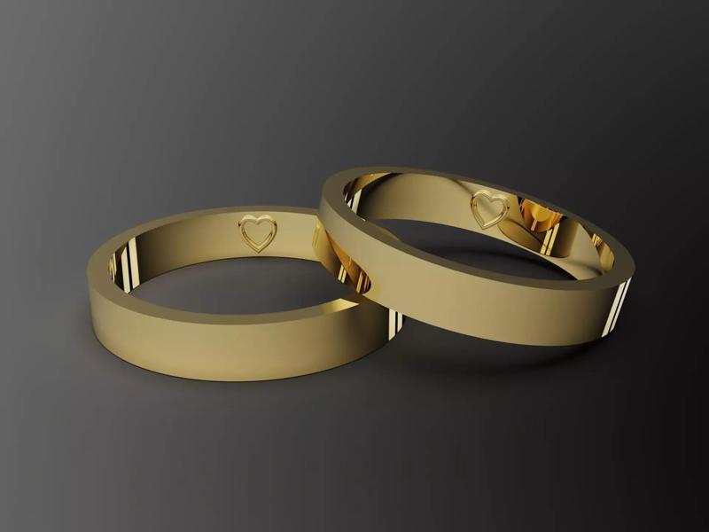 Heart Mark Wedding Bands 4-14US Sizes