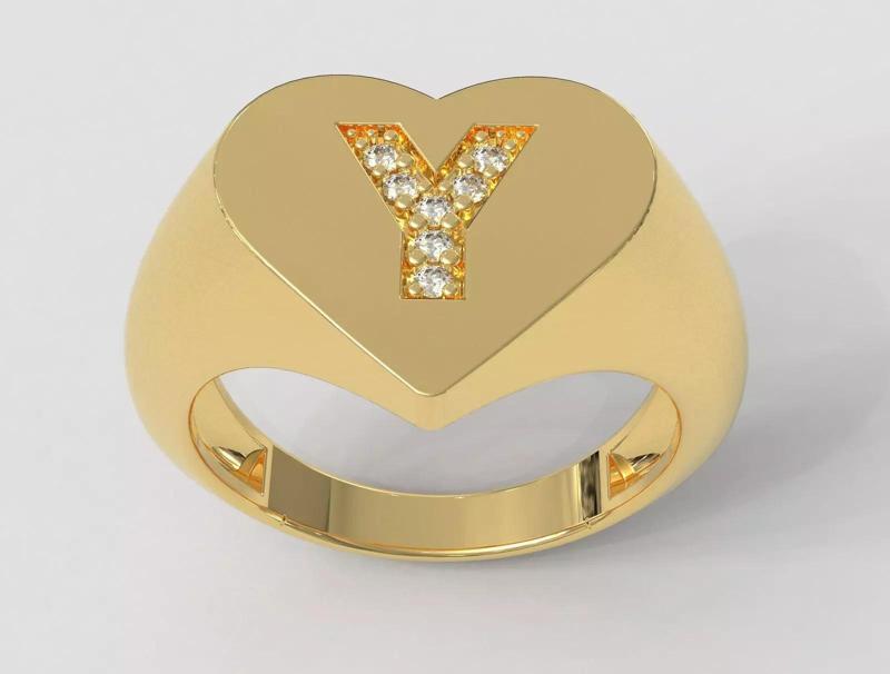 Heart Letter Ring - Y