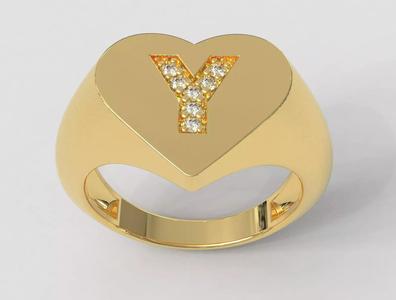 Heart Letter Ring - Y