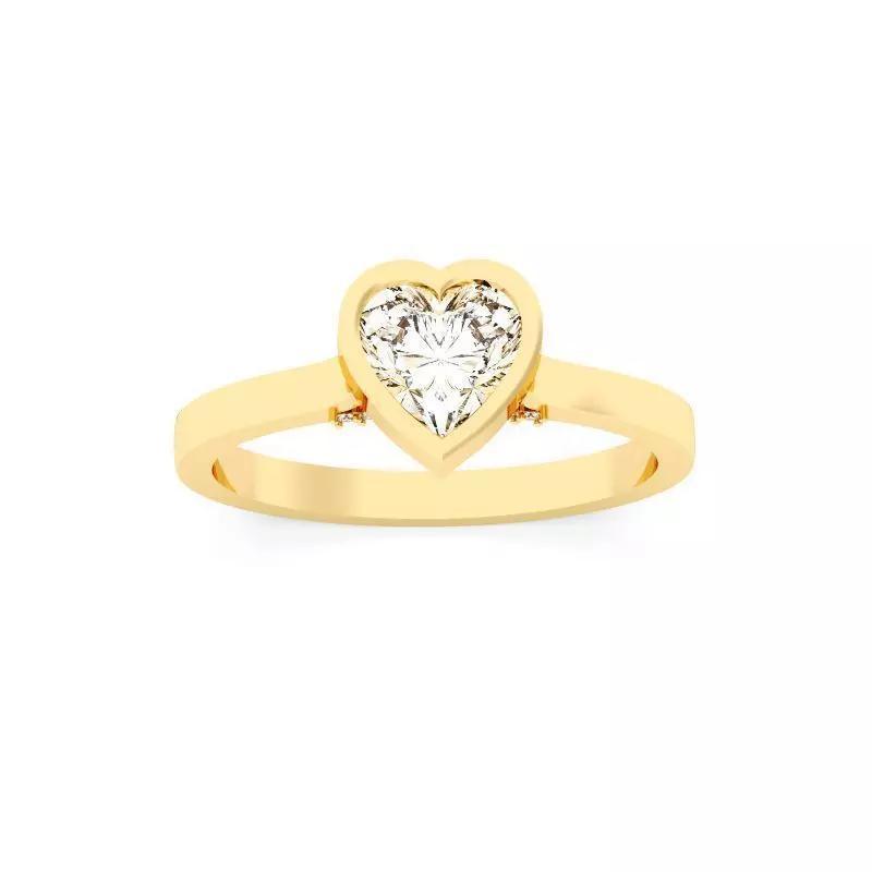 Heart Diamond Bezel Setting Solitaire Diamond Ring