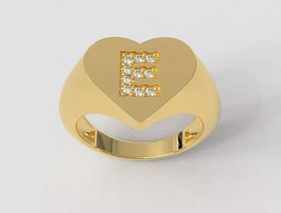 Heart Ring - Diamond Letter E