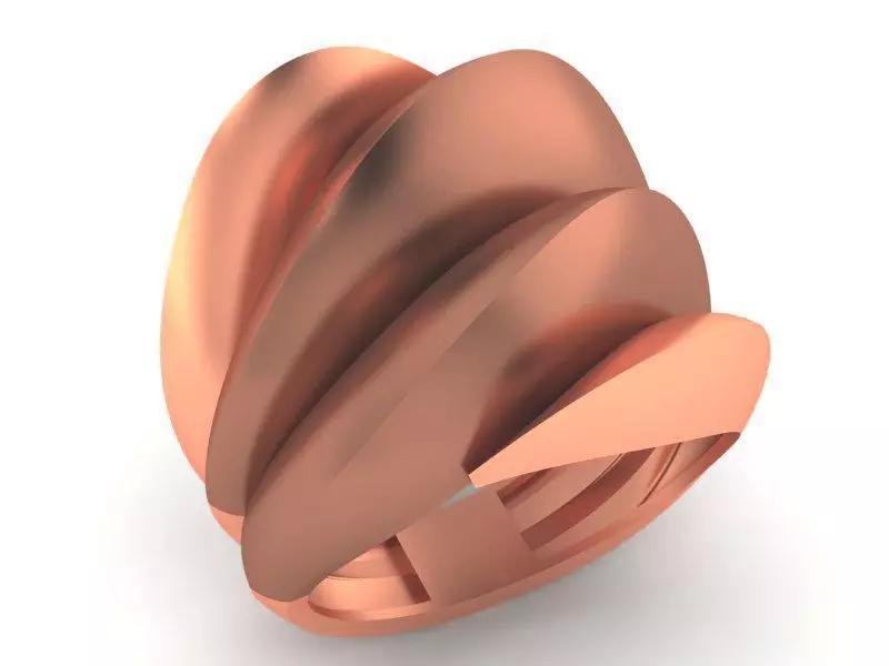 Curved Fused Plate High Jewelry Cocktail Plain Gold Ring