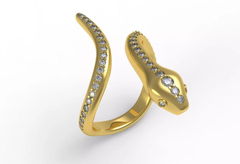 Antique Mini Snake Diamond Ring 02
