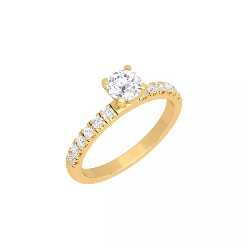 6MM Classic Diamond Engagement Ring 3D Print Model STL Render