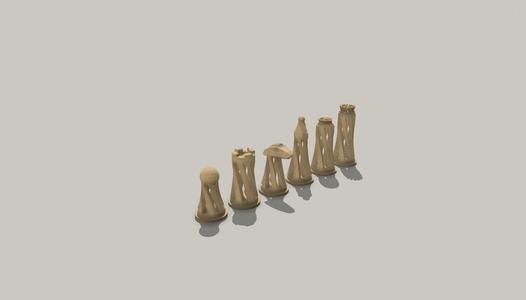 Spiral design chess piece set