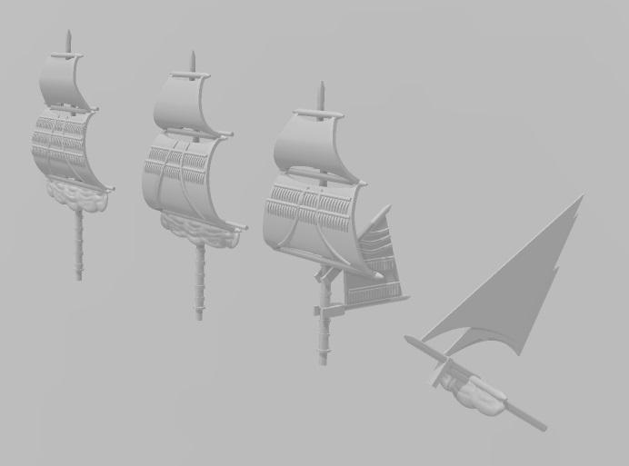 Battle masts and sails for French frigates