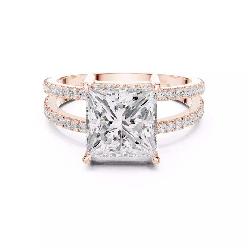 3CT Princess Cut Diamond Hidden Halo Split Shank Ring File Video