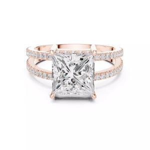 3CT Princess Cut Diamond Hidden Halo Split Shank Ring File Video