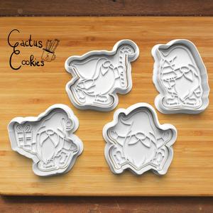 gnomes with ice skates Cookie Cutter set 0170