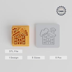 Cabin Stamp Tile Collection, 5 Sizes, Ideal for Clay, Cookies & Fondant, Charming Design Set