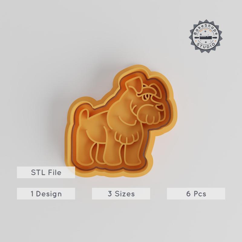 Giant Schnauzer Shape Cutter & Stamp Set, Cookie & Fondant Design, 3 Sizes, Perfect for Pet Lovers