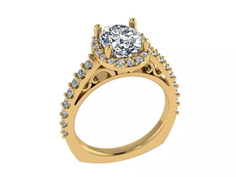 Ring421 halo engagement ring gold