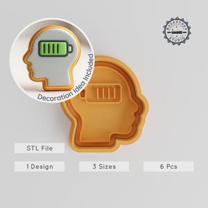 Mind Energy Cookie Cutter & Stamp, Set of 6, S/M/L, Brain Power Baking Tool, Fondant Shape Cutter