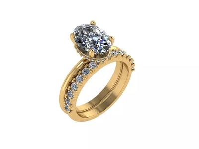 oval engagement ring hidden halo with half eternity