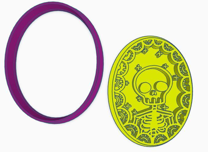 Skeleton Skull Cookie & Playdough Cutter + Stamp STL - Halloween Digital File