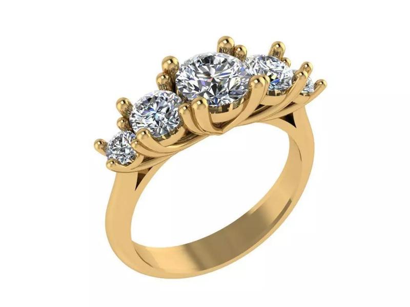 Ring111 three stone diamond ring gold