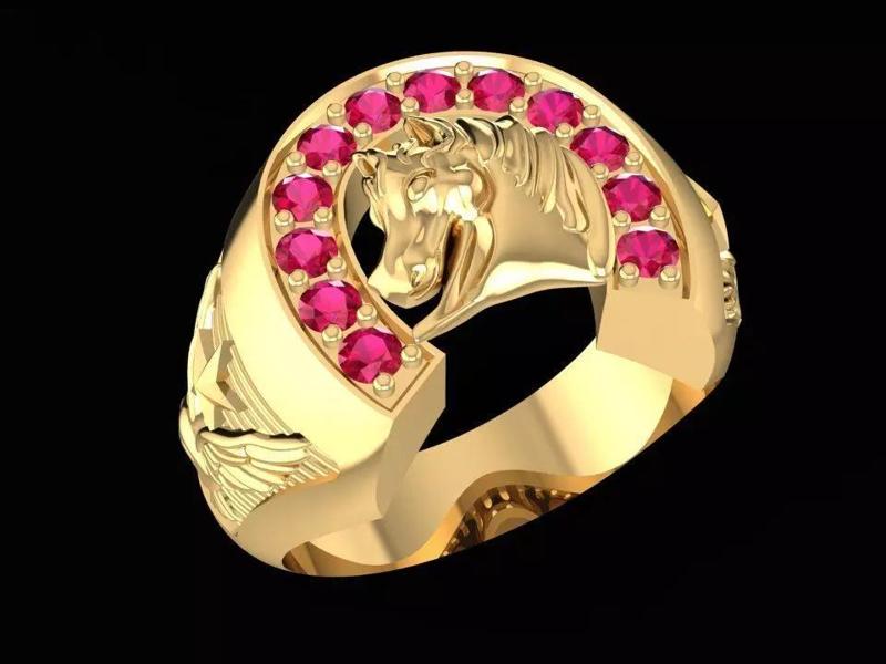 Luxury Horse Head Gemstone Ring for Men  1562