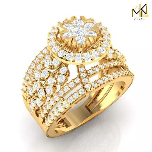 Floral Diamond Statement Ring    3D CAD Jewelry Model