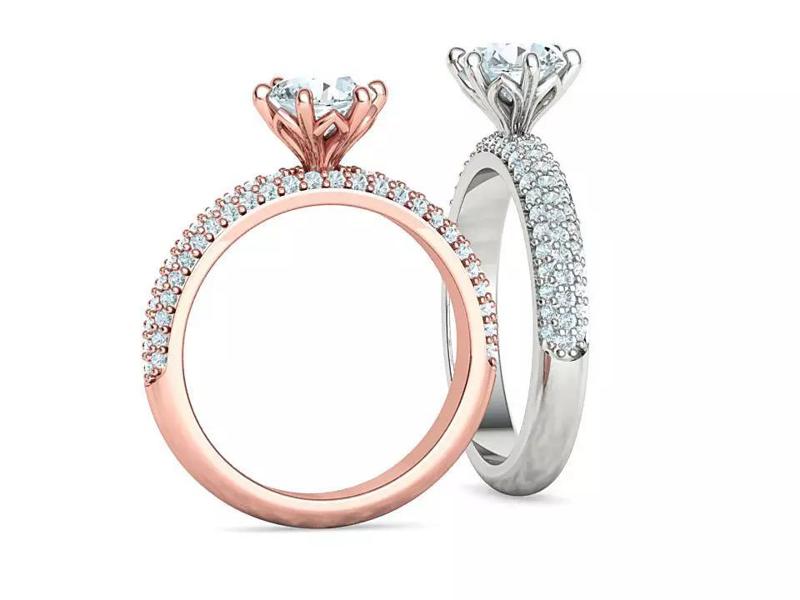 Gianna Engagement 3-Row Diamond Ring  1ct stone 3dprint model