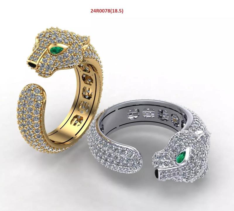 Full cover diamonds panther ring