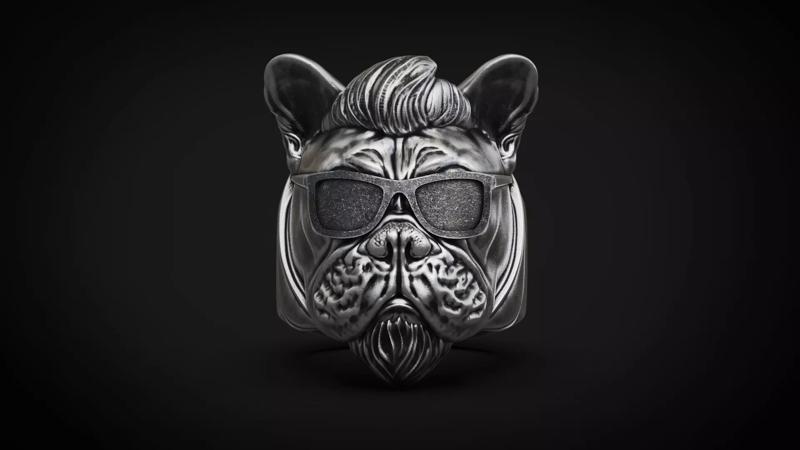 French bulldog Dog Ring Rock star STL 3d model for 3d printing