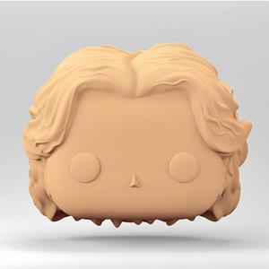 A male head in a Funko POP style. Medium curly hair. MH_9-5