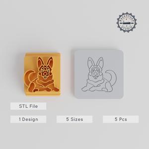German Shepherd Stamp Tile Set, 5 Sizes, Ideal for Clay, Cookies & Fondant Crafting