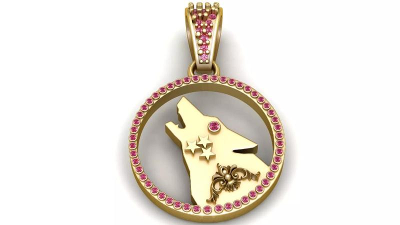 WOLF ANIMAL COIN PENDANT 3D PRINTABLE MODEL