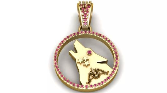 WOLF ANIMAL COIN PENDANT 3D PRINTABLE MODEL