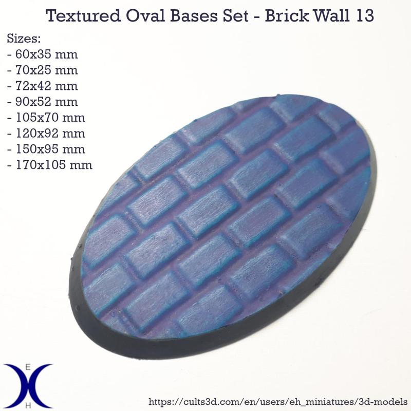 Oval Bases Set – Brick Wall 13 Texture (60–170MM) | Perfect For Tabletop Wargames & RPG's