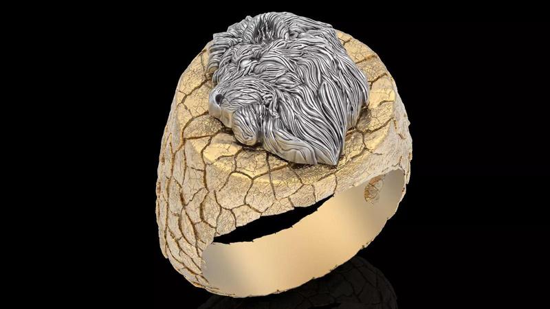 Rock  lion ring silver  gold jewelry 3D printable model