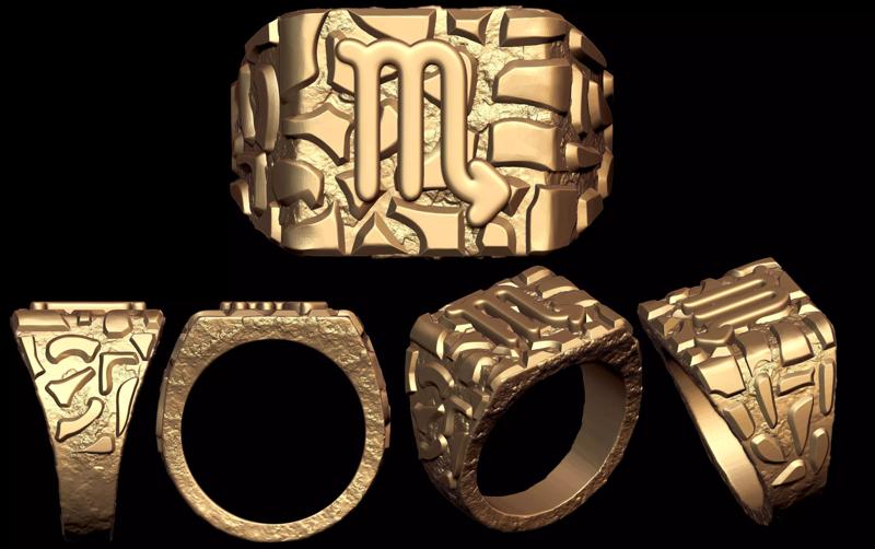 Scorpio Horoscope Zodiac Nugget Ring