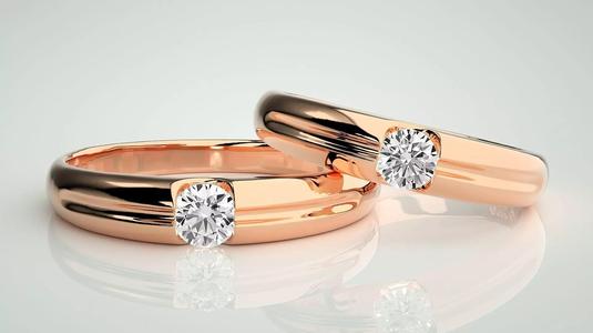 Solitaire Couple Band Ring 3dm stl render detail