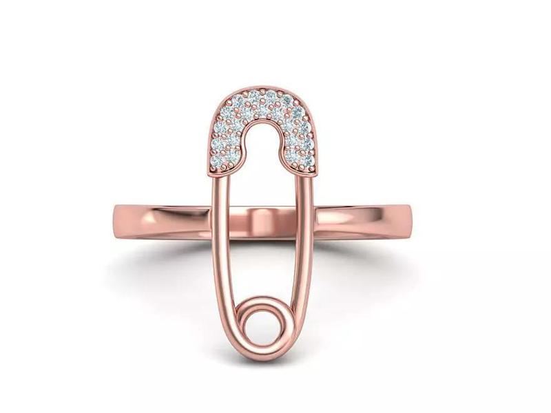 Safety Pin Diamond Ring Own design 3dmodel