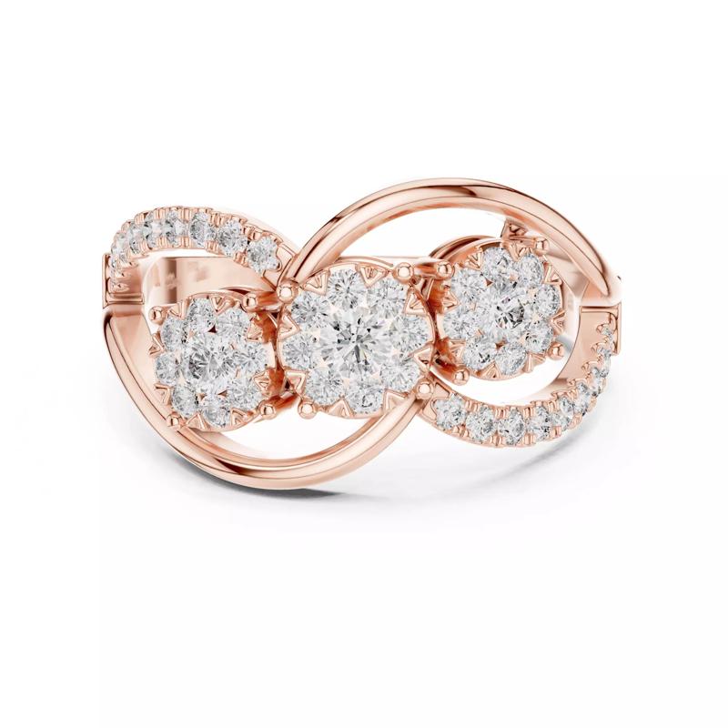 Round Cut Cluster Diamond Engagement Wedding Ring 3DM STL Video