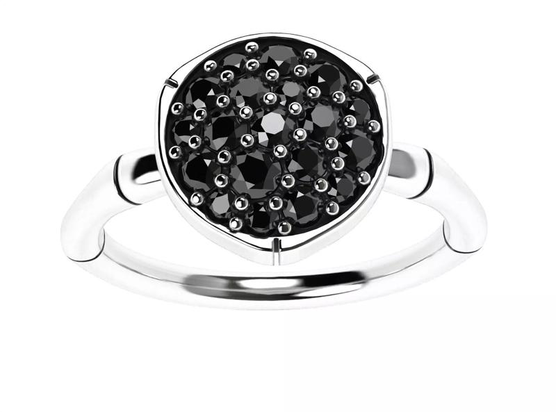 Bamboo and Onyx Diamond Ring 802