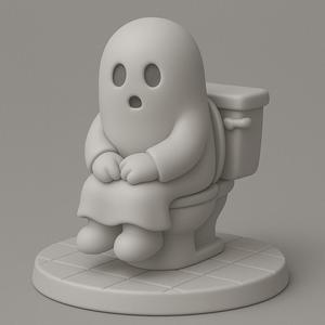 Funny Ghost on the Toilet | Cute Halloween STL Figurine | Easy 3D Print Model