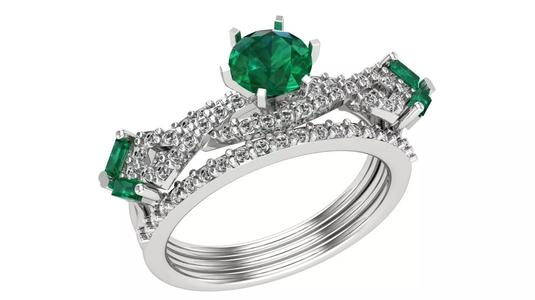 Emeralds Bridal Set 3dm stl renders details