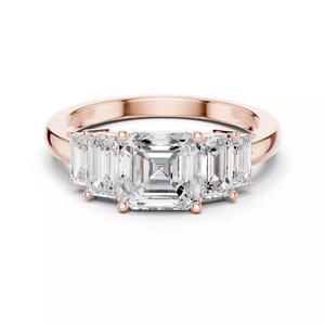 Asscher and Baguette Cut Five Stone Wedding Ring 3DM STL Video