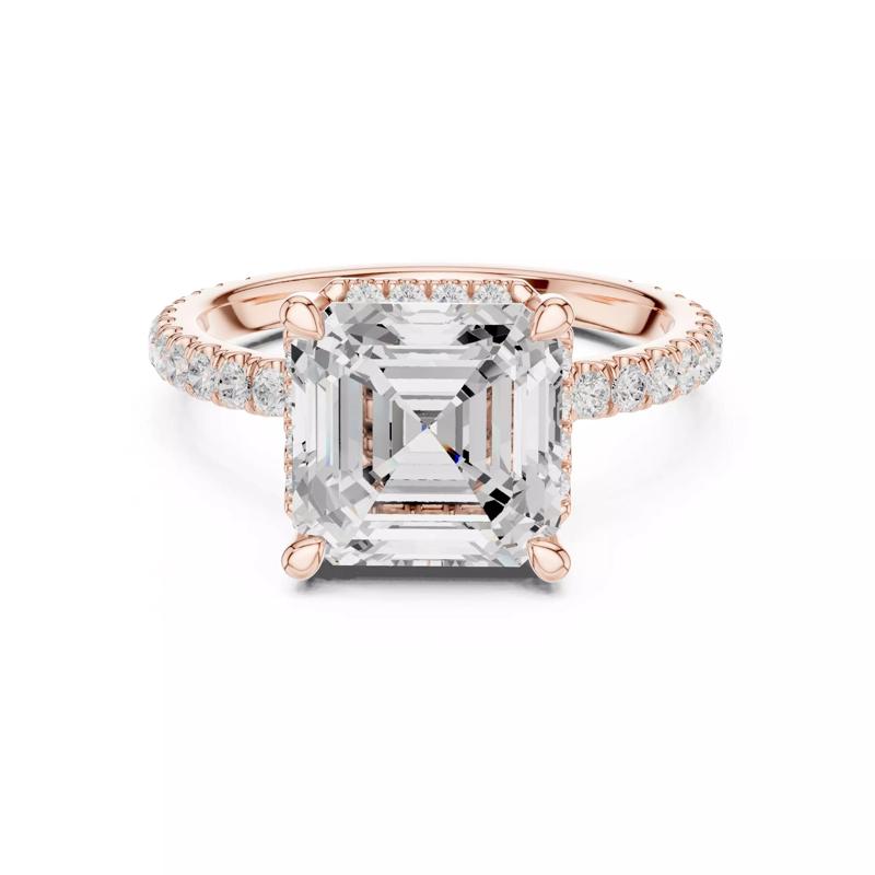 Asscher Cut Halo Diamond Engagement Wedding Ring 3DM STL Video