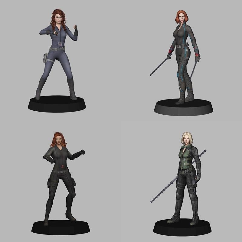 Black Widow Pack x8 Figures - low poly 3d print