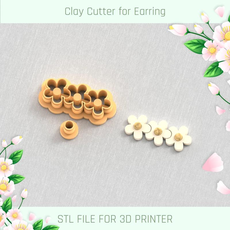 Barrette Daisies with Precious Stones Clay Cutter