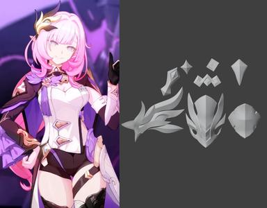 Honkai Impact 3 - Elysia Accessories - Cosplay Prop - STL 3D Print Files