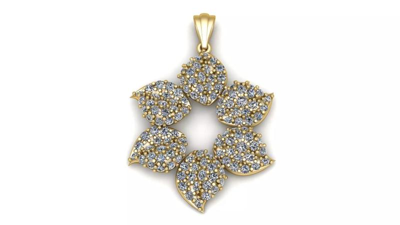 Women Fashion Flower diamond Pendant 3d printable Model